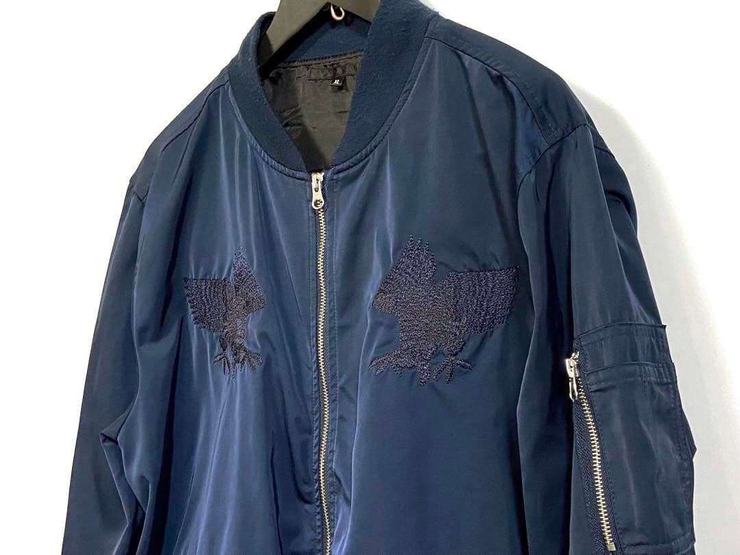 アリステア スカジャン MA-1 両面刺繍 鷹 和柄 刺繍ジャケットXL