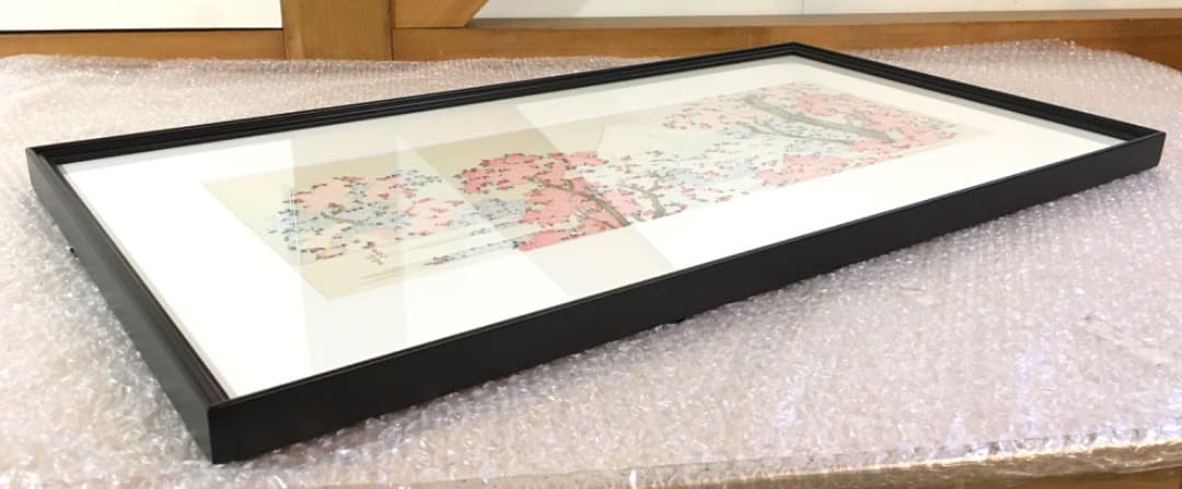 ○【復刻】葛飾北斎「桜花に富士図」木版画 アダチ版画 絵画 額装 日本