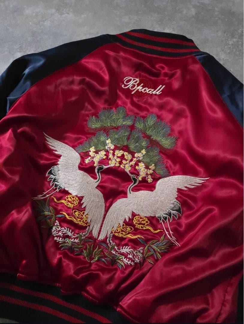 サ*ん様 U.S.NAVY SEABEES×鶴刺繍 リバーシブルスカジャン スー