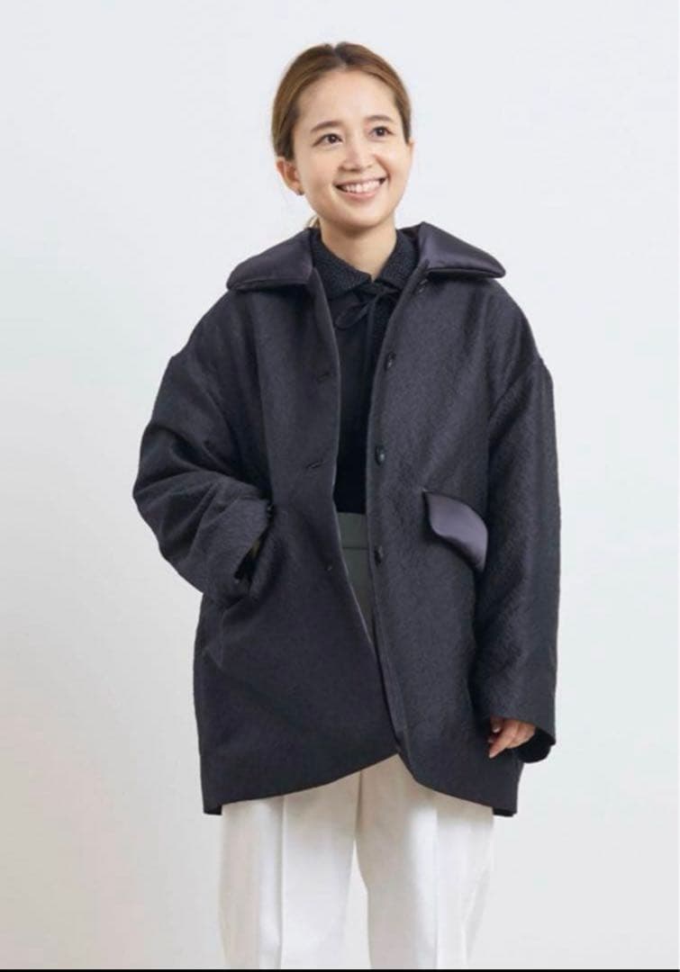 shirocon ミモザジャガードコート　ネイビー　36