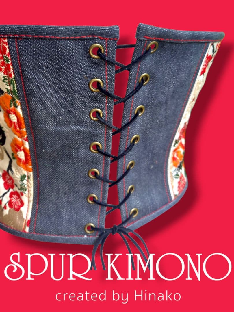 着物リメイクコルセットビスチェ 和風 和柄 着物帯 - メルカリ