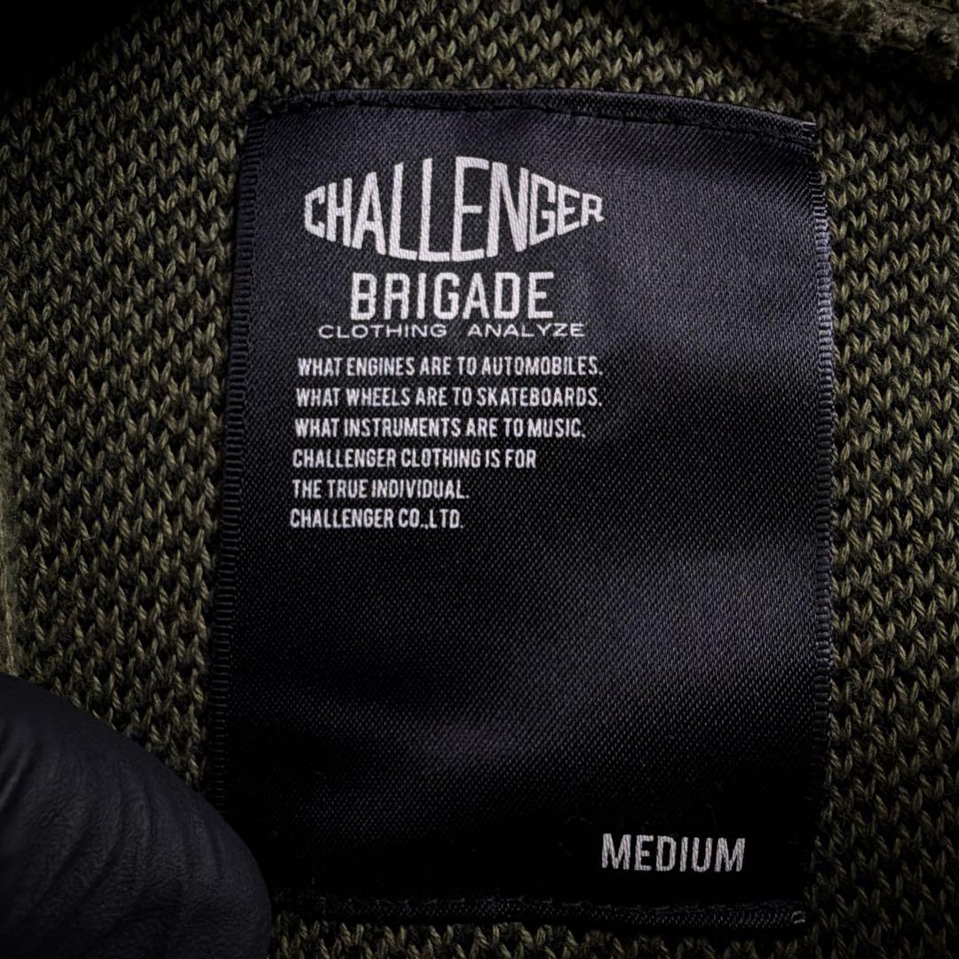 美品 チャレンジャー コットンニット パーカー M カーキ ロゴ - メルカリ