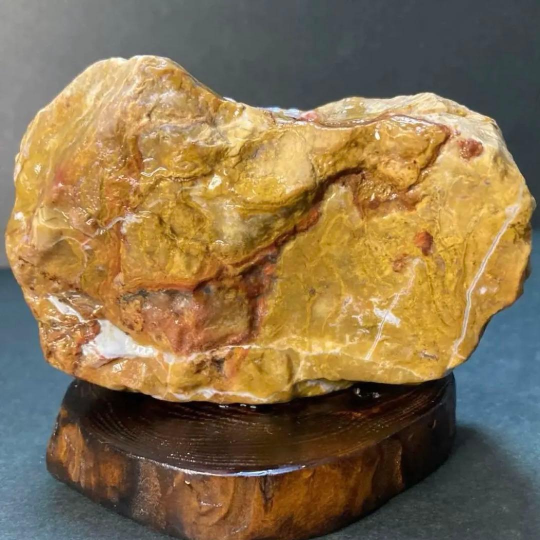 国産天然石 碧玉 ジャスパー 黄玉石 笑口メノウ 黄玉石 鑑賞石 水石