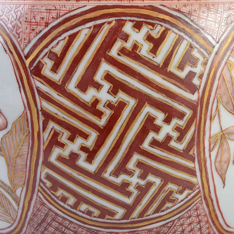 九谷焼 北山堂 赤絵金彩 瑞果文 花瓶 共箱 F R9158B - メルカリ