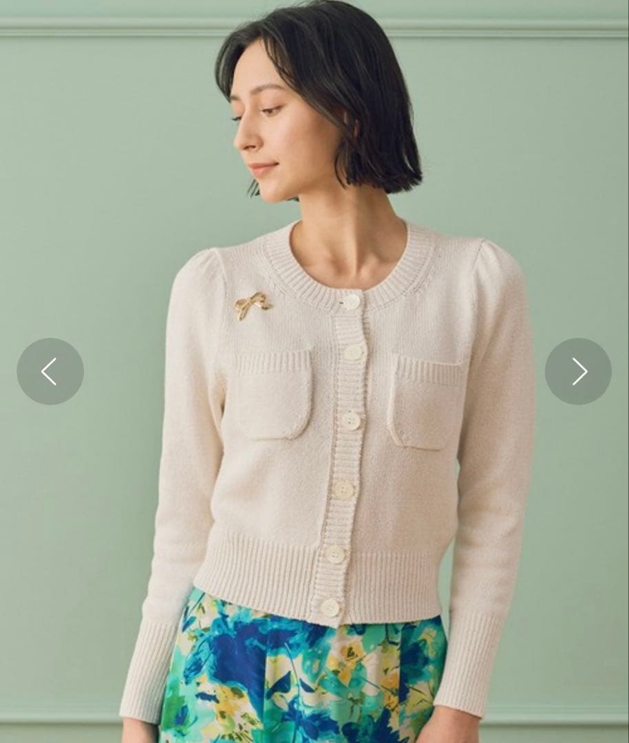 新品☆ANAYI ブライトリリヤーンクルーネック カーディガン/セオリー、23区