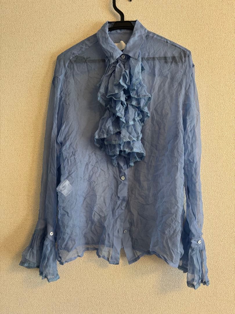 iscoalarcon マルジェラ　フリル付きシースルーシャツ　36