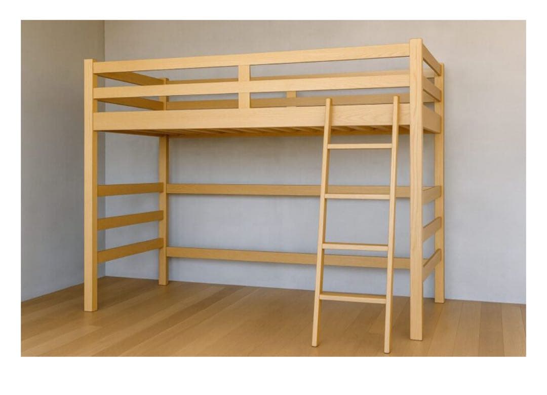 無印良品(MUJI) オーク材 セミシングル ハイベッド