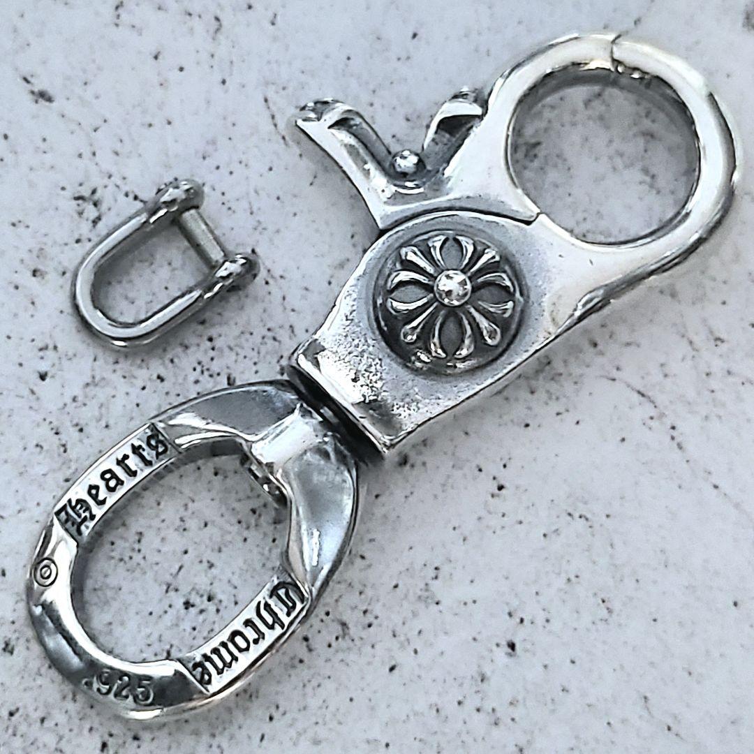 新品未使用 シルバー925 クロス キーホルダー クリップ シャックル付