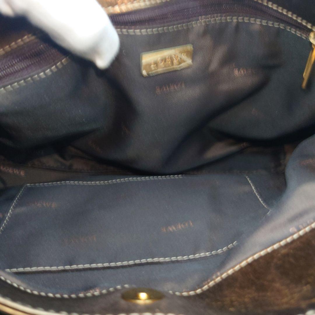 LOEWE ブロンズ 刺繍ロゴ ショッパー トートバッグ 南京錠 - メルカリ