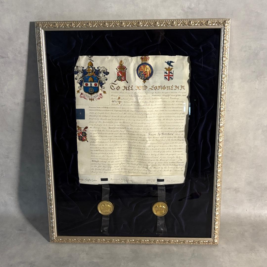 【希少】英国 紋章院（College of Arms）発行　 紋章認可書