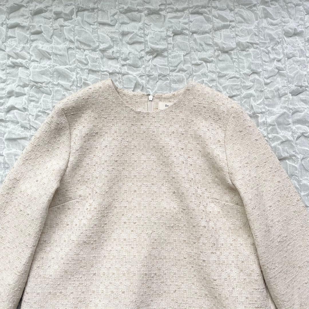 美品】デミルクスビームス バックフレアツイードプルオーバー ペプラム