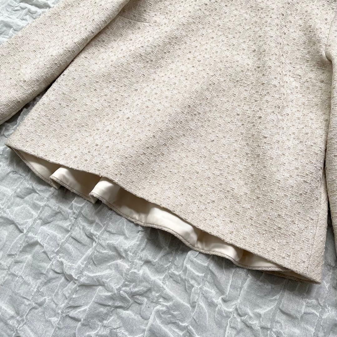 美品】デミルクスビームス バックフレアツイードプルオーバー ペプラム