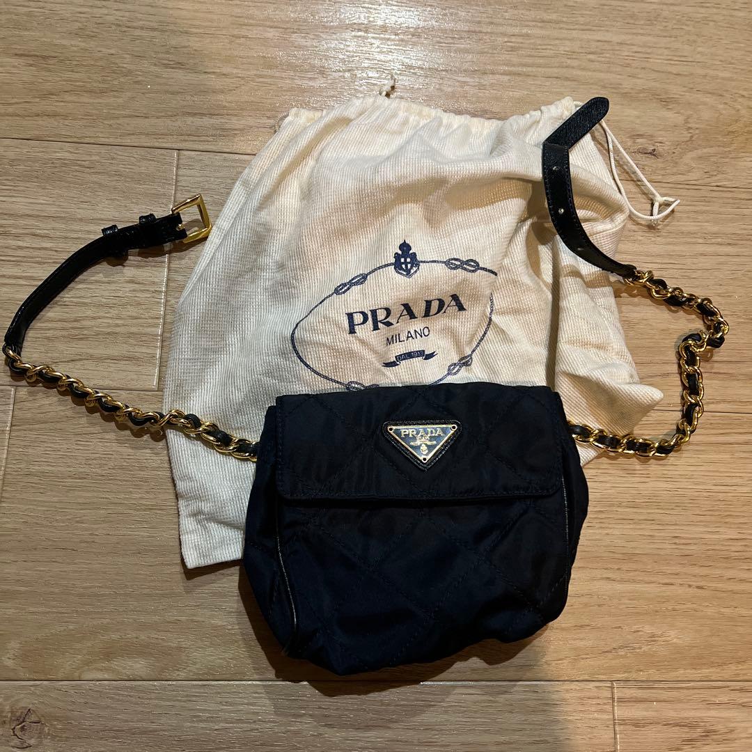 PRADA キルティングナイロン ウエストポーチ