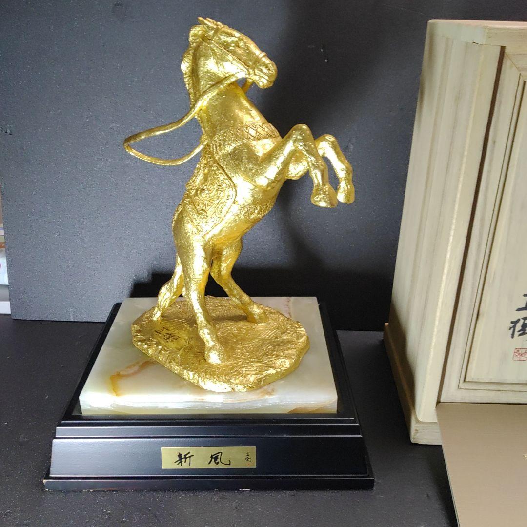 富永直樹／ 文化勲章／『新風』ブロンズ本金箔仕上／木製台オニックス