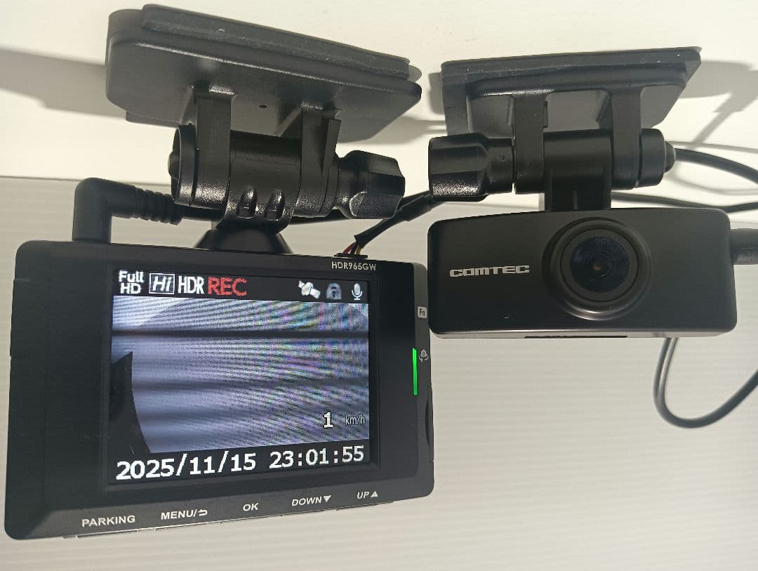 759【作動確認済】コムテック HDR965GW 前後カメラGPS搭載 ドラレコ