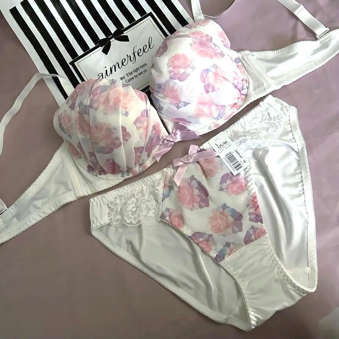エメフィール♡ブラショーツ セット D75 ピンク 白 花柄 完売品 レア