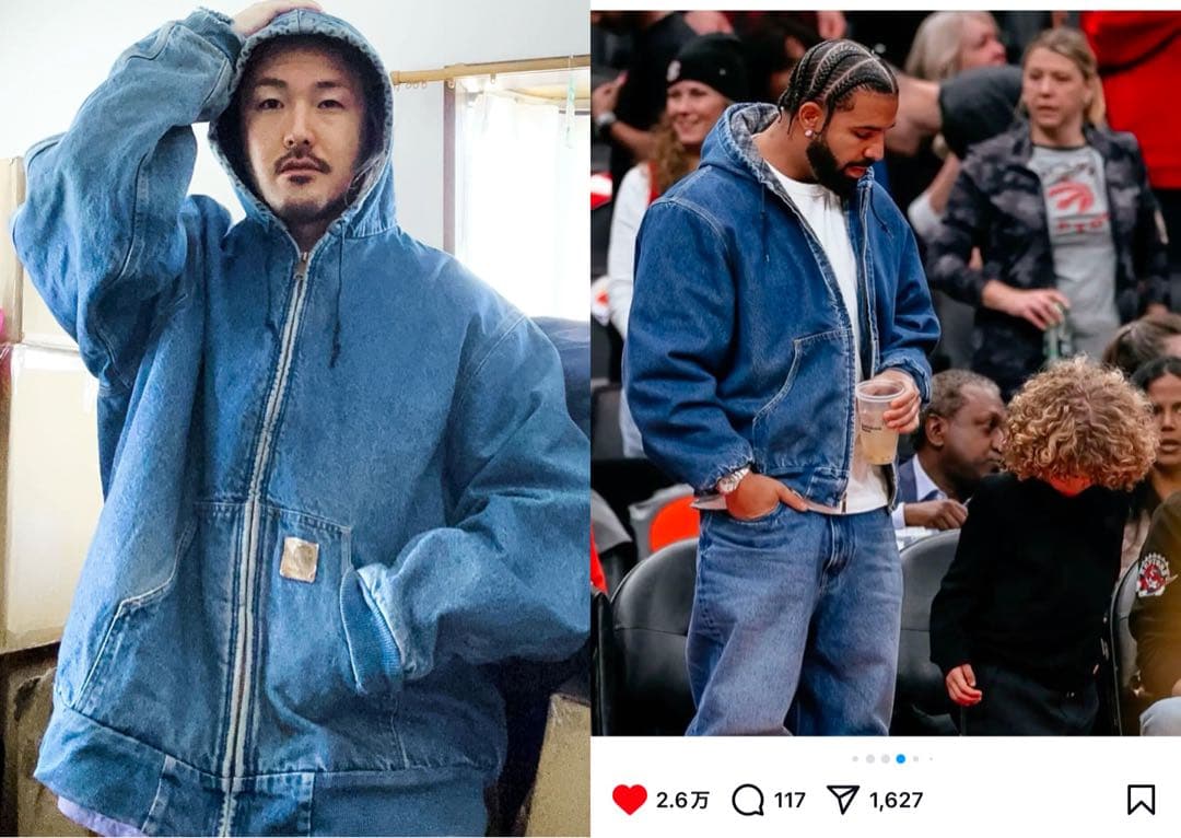 90s carharttカーハート デニム アクティブジャケットパーカー - メルカリ