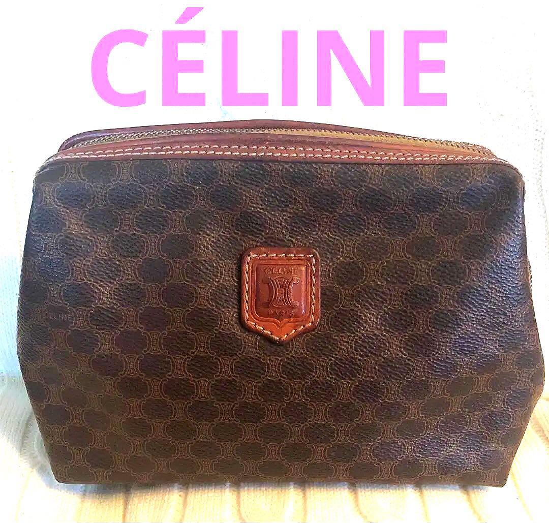 CELINE マカダム柄ポーチ ブラウン