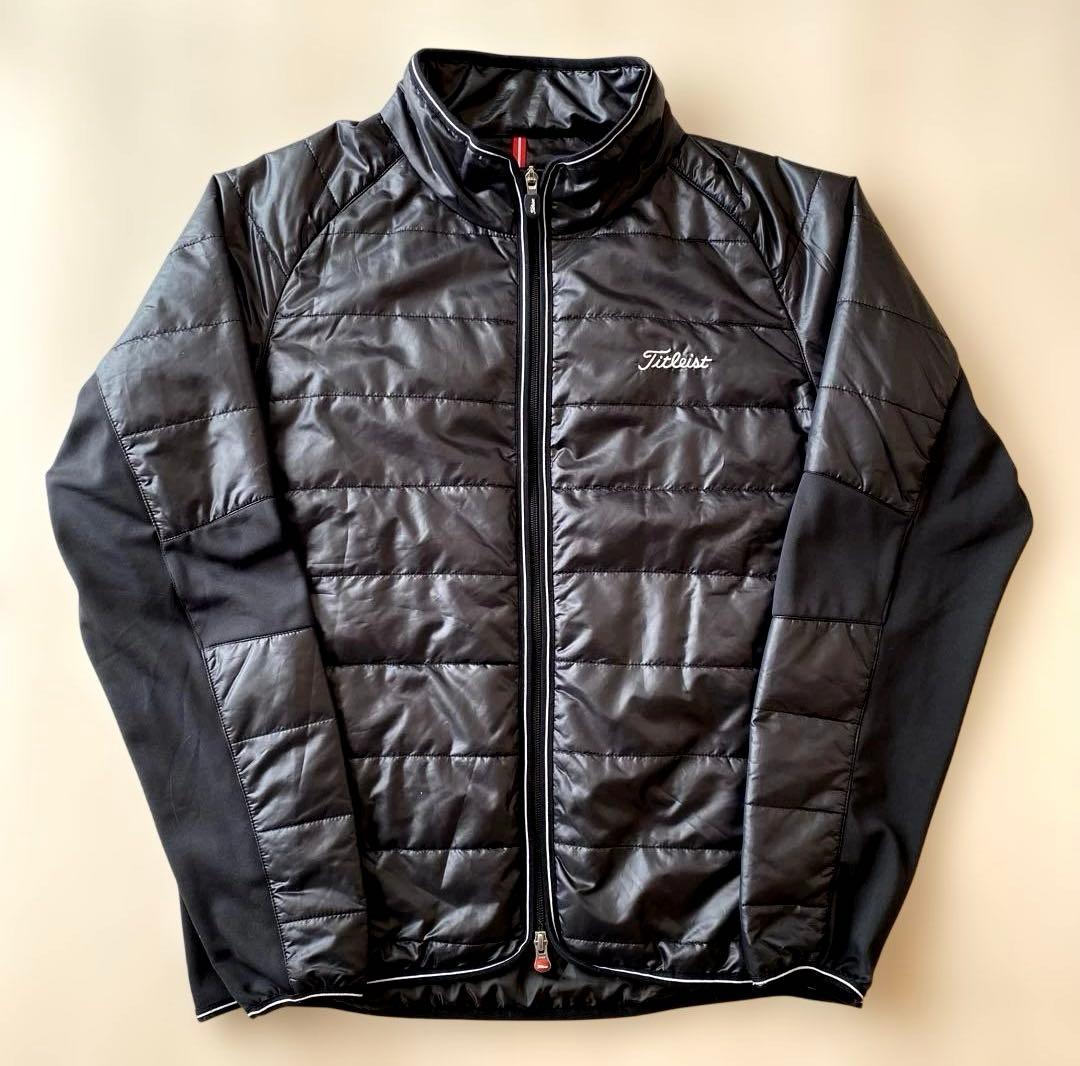 Titleist ブラック ジャケット ゴルフ用 Titleist（タイトリスト） ジャケットブルゾン 黒×白 肩・袖ライン