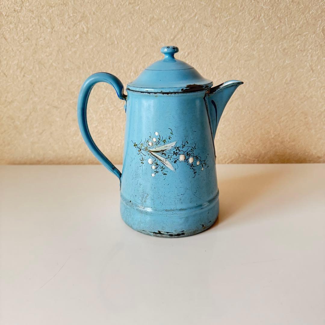 フランスアンティーク すずらんの琺瑯（ホーロー）ポット - メルカリ