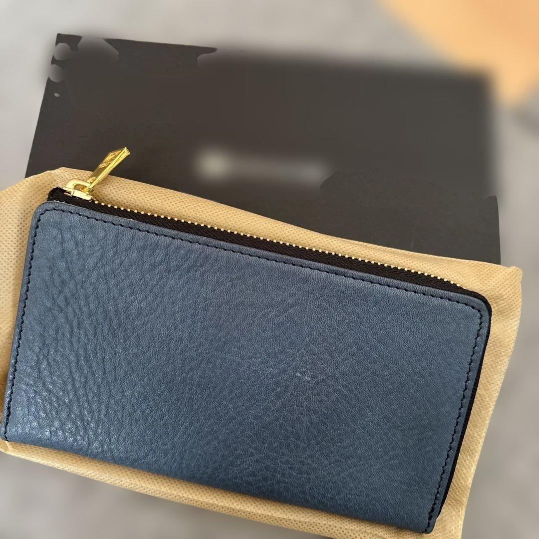 ハレルヤ ネイビー 小さい長財布　TIDY 2.0 ハンドメイド　栃木レザー