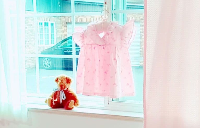 ヴィンテージ フランス 小花柄コットンミニドレス 送料無料】60年代フランス製 淡いブルー X 小花柄 リボン ポケット付き