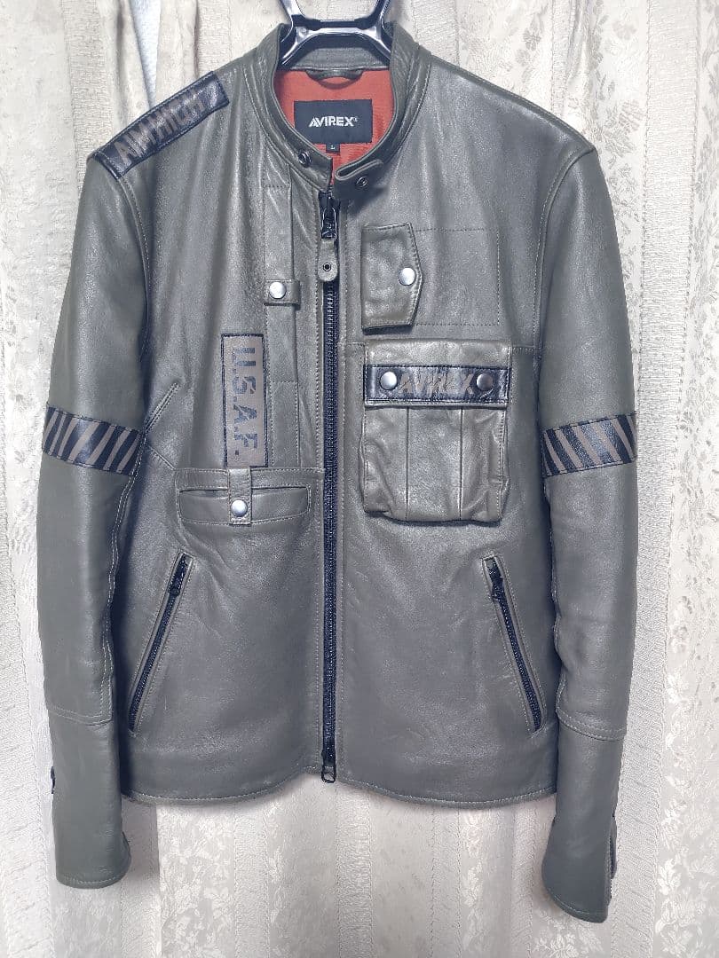 AVIREX レザージャケット 美品 シングルライダース 羊革 L