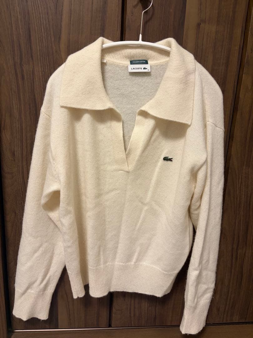 SNIDEL LACOSTE スキッパーニットプルオーバー ホワイト - メルカリ