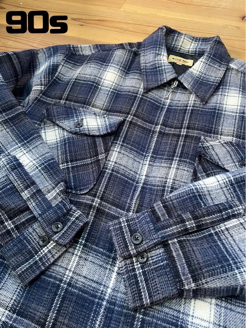 B1様専用商品 90s オンブレチェック ウールジップブルゾン カート