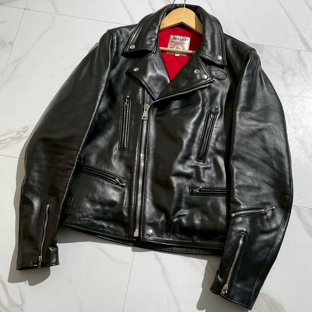 極美品　ルイスレザー　402　ライトニング　タイト　馬革　内ポケット付　黒　40