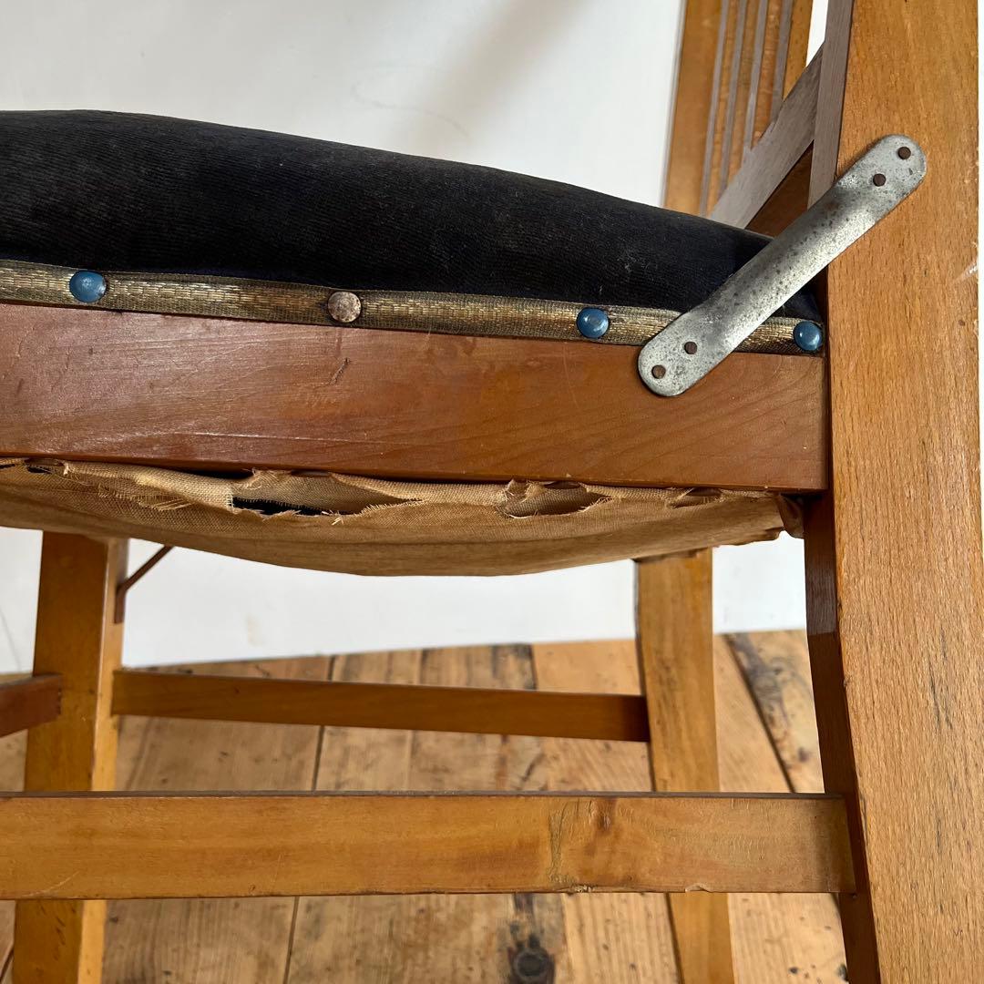 アンティーク 椅子 チェア モケット生地 z837