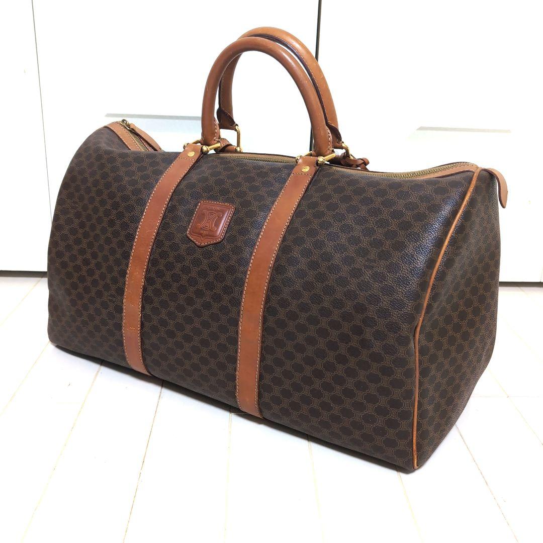 【CELINE】45cm ボストンバッグ　旅行鞄　マカダム柄　PVC
