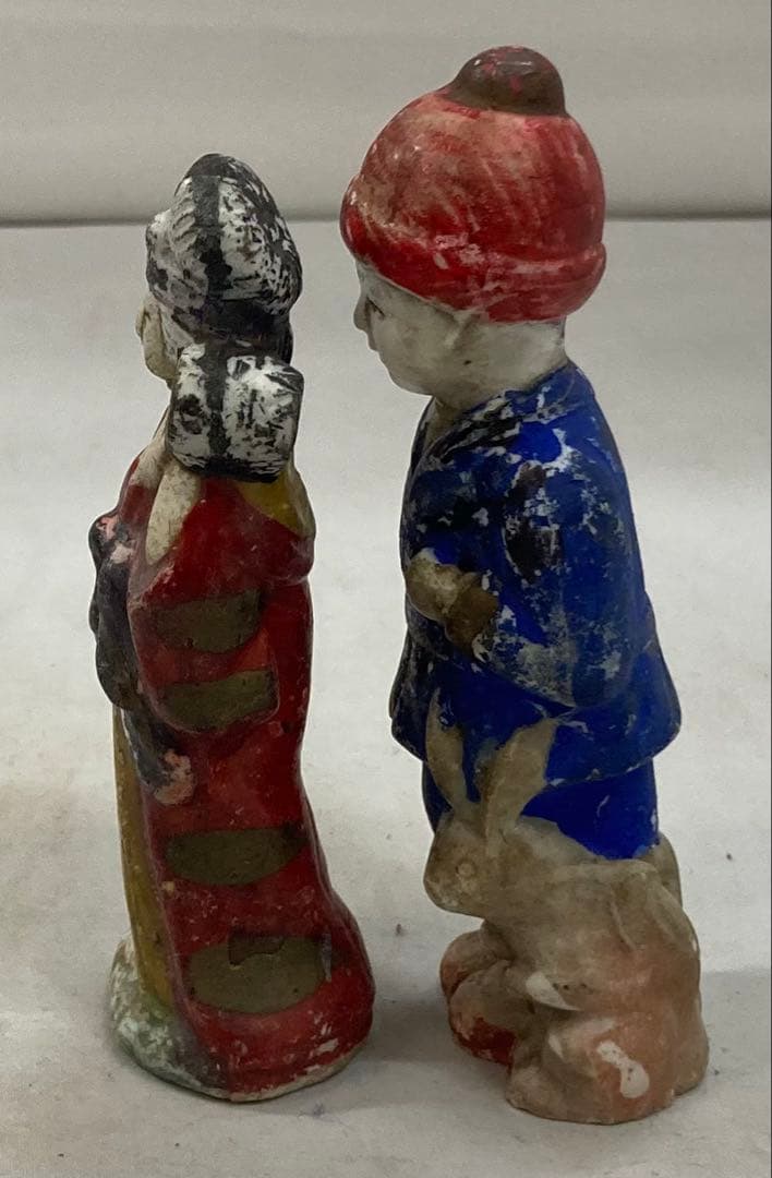 B427b「陶磁器人形 6体」戦前 レトロ ヴィンテージ 男子 女子