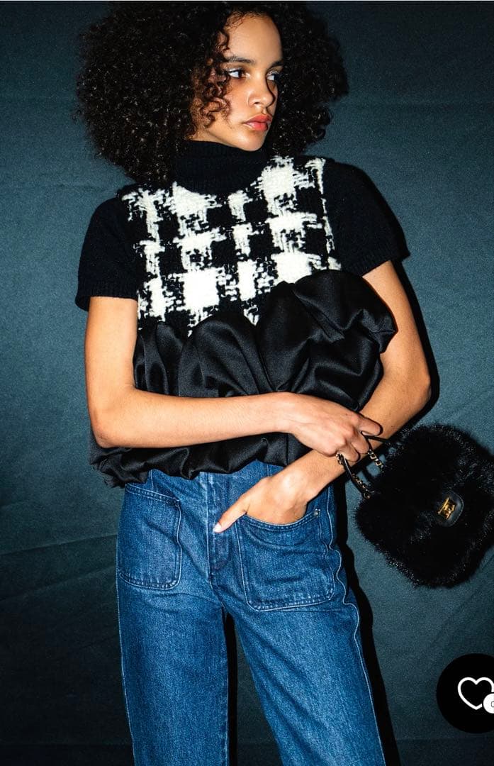 shellerシェリエ ギンガムツイードブルームトップス - メルカリ