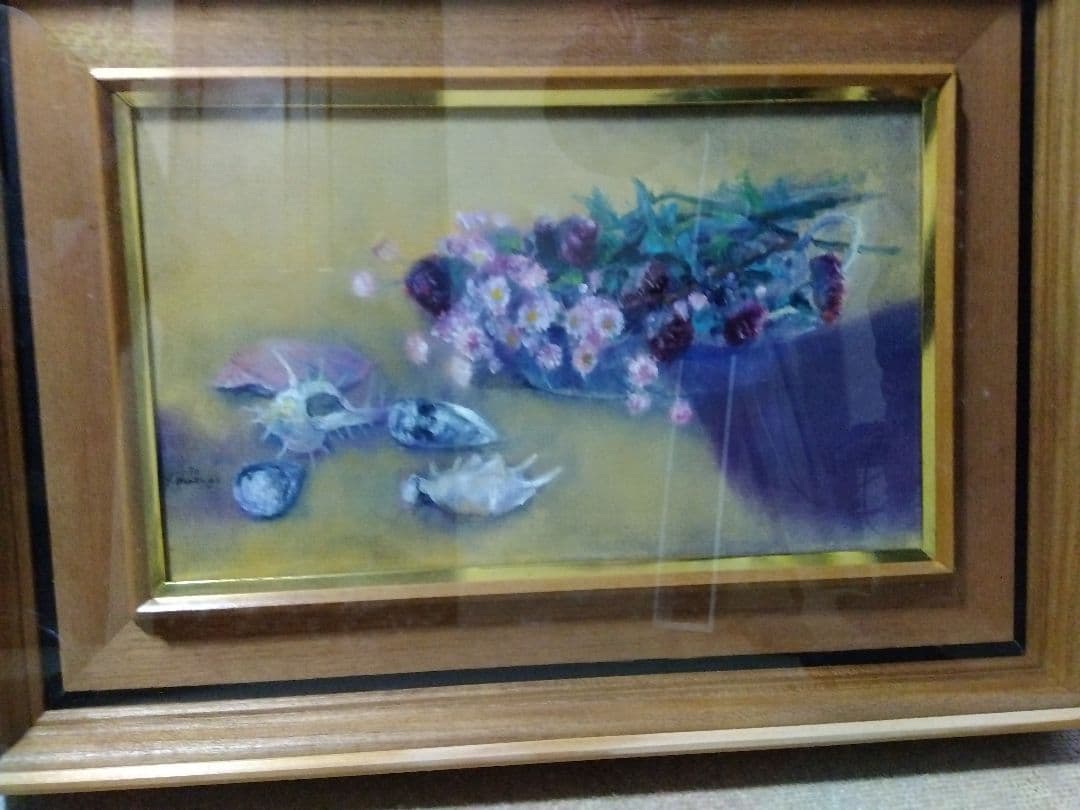 松井叔生 1970年作 花篭と貝と 油彩画の通販はau PAY マーケット