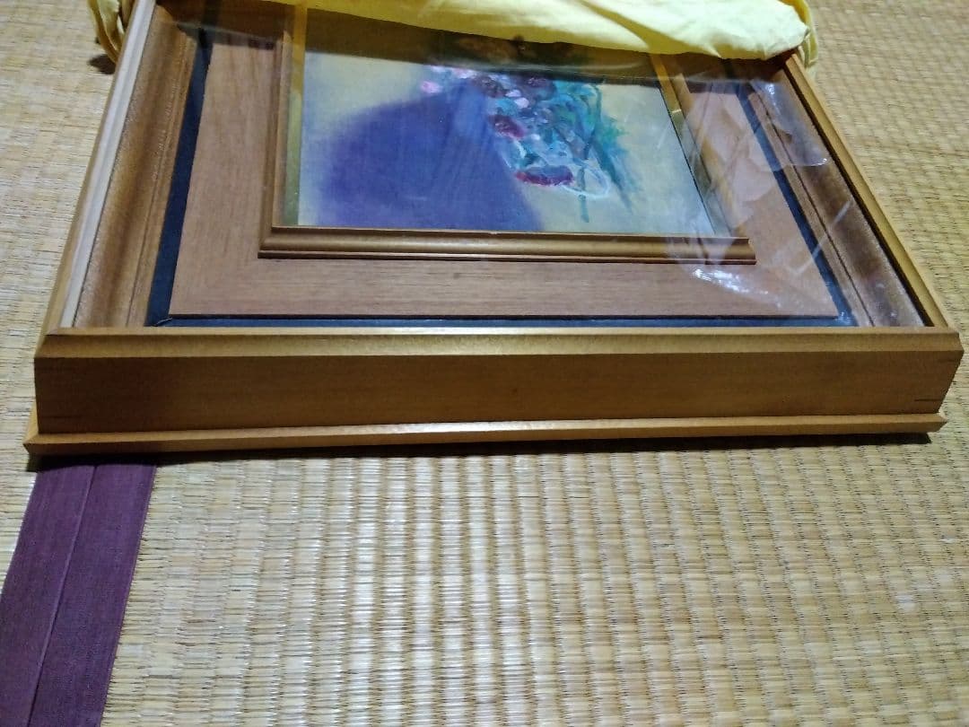 松井叔生 1970年作 花篭と貝と 油彩画