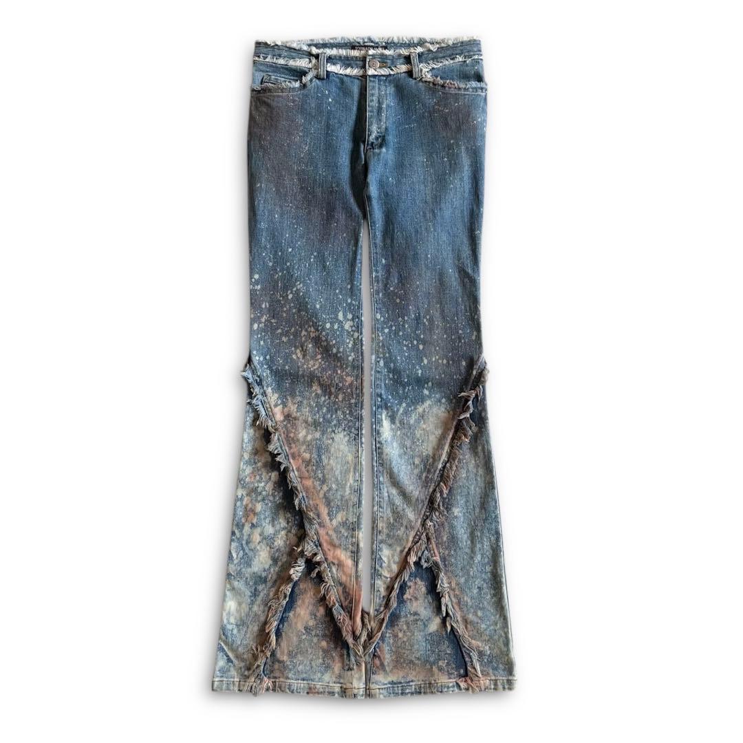 00s TORNADO MART FEMME ブリーチ フリンジ フレアデニム