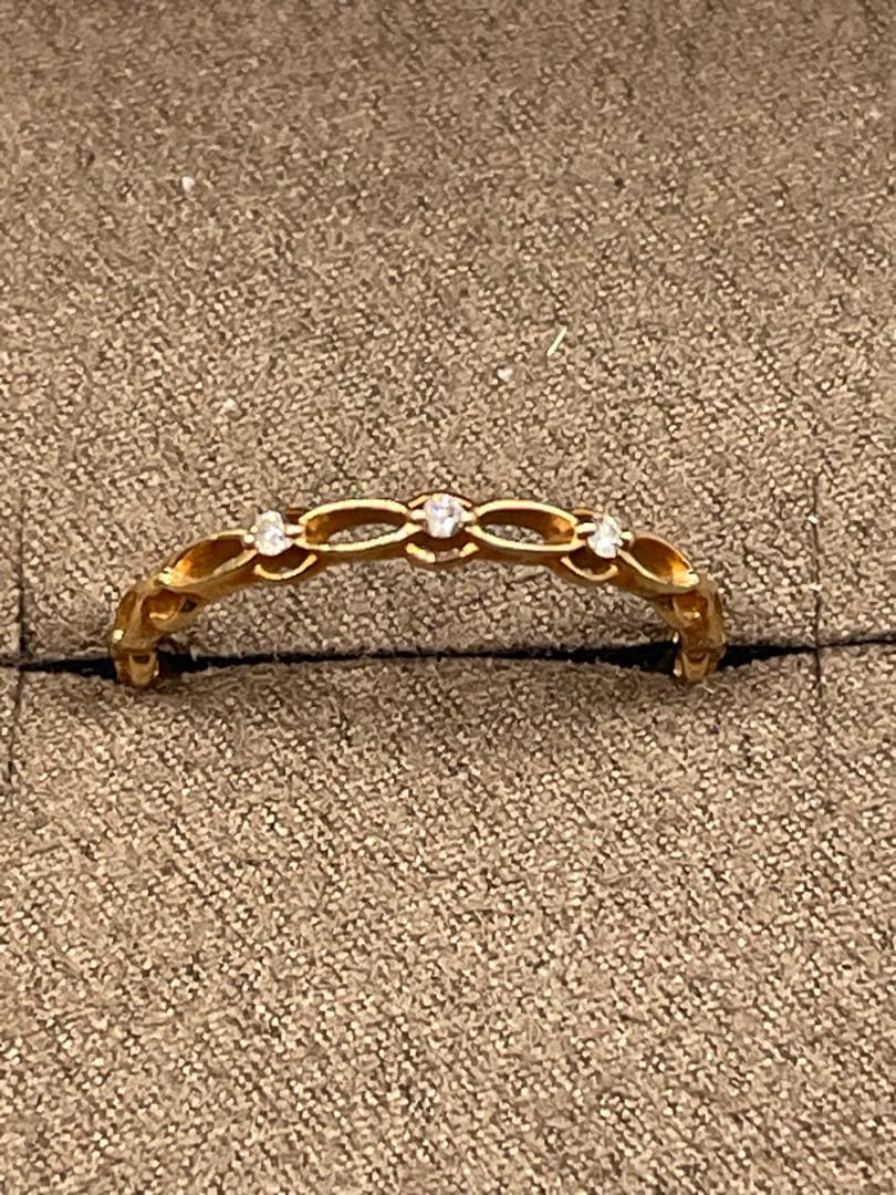 agete K10 透かし ダイヤモンド リング 10号 コットンレース