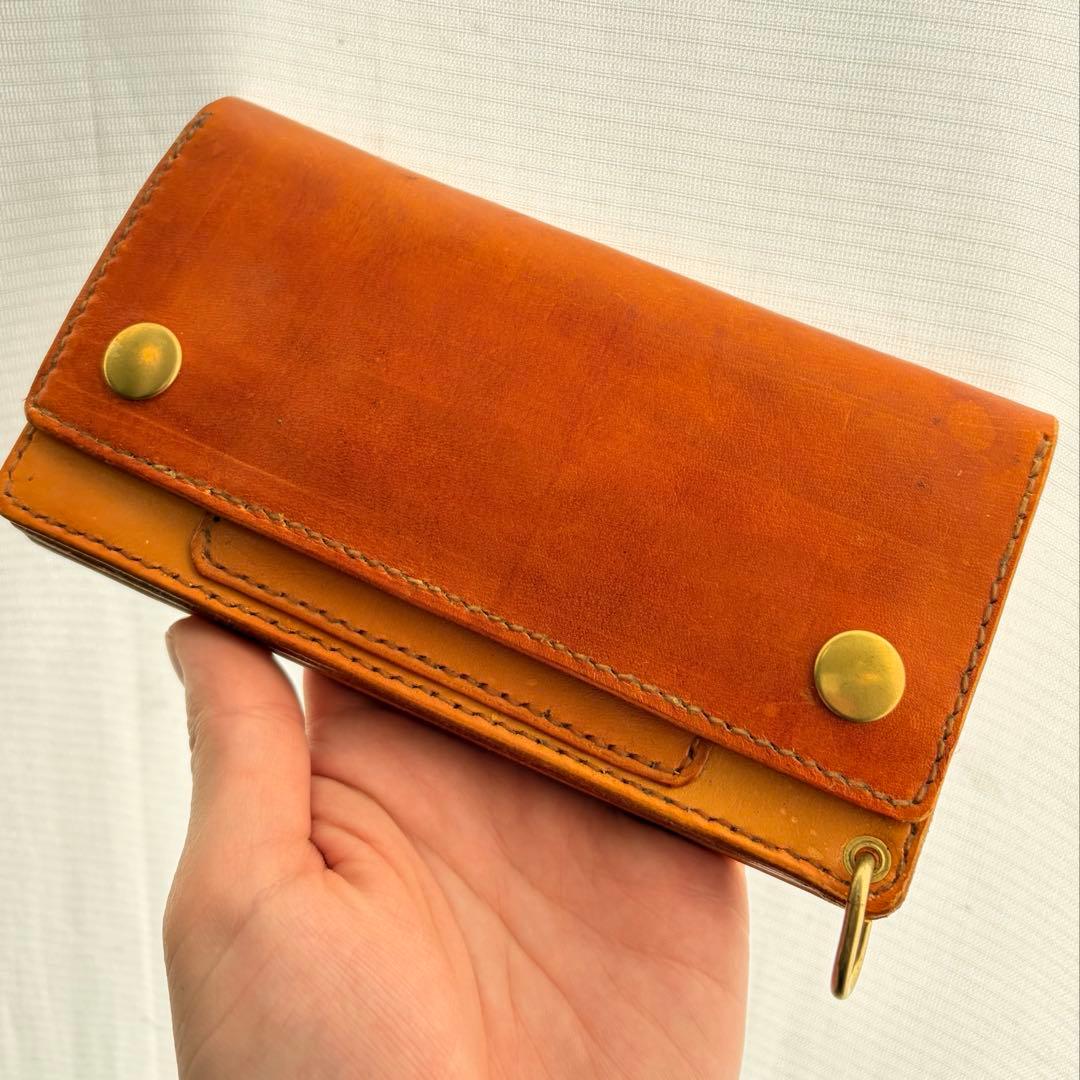 サドルレザー　トラッカーウォレット　ブラウン サドルレザー・トラッカーウォレット ビンテージ染めブラウン シルバー