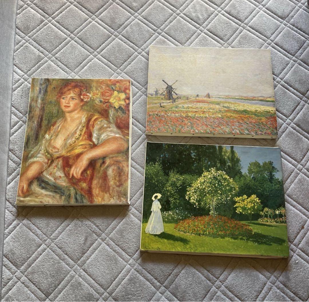 モネ　庭の女　ルノワール　複製画　モネとその仲間たち展　油彩　画布　木枠　絵画