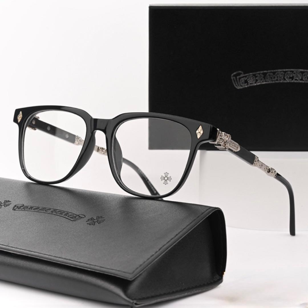 クロムハーツ好き必見 装飾シルバー伊達メガネ サングラス