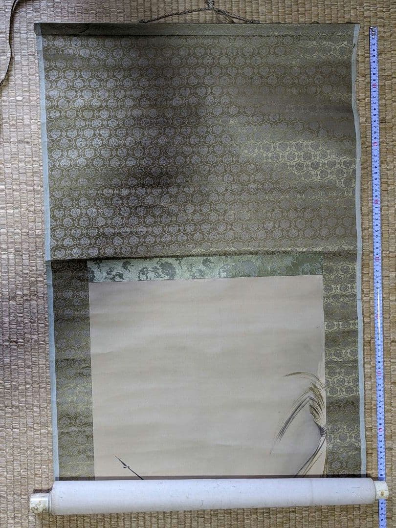 ♢犬と椿図 絹本水墨画 墨彩画 掛け軸？円山派 明治時代 鹿角古美術