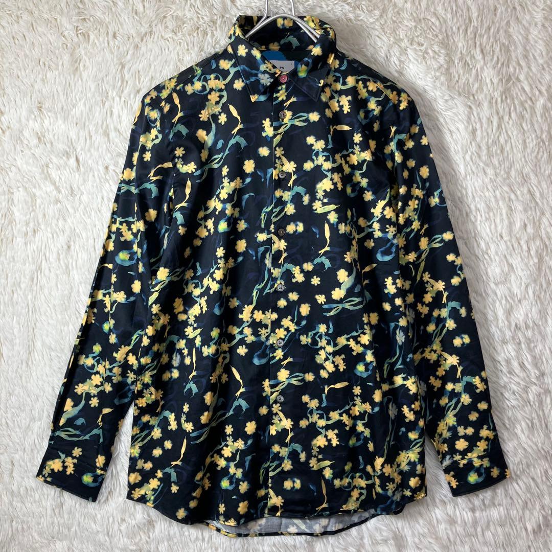 美品 ピーエスポールスミス 長袖シャツ コットン100％ 花柄 総柄 L