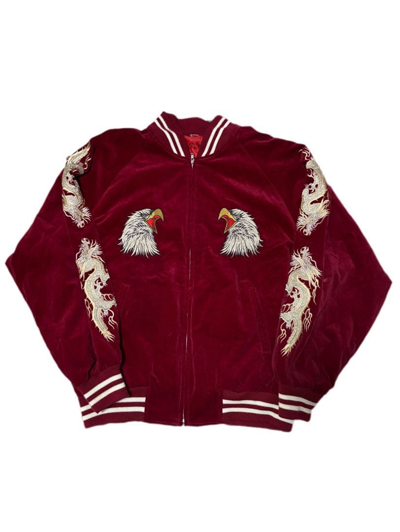 日本製 スカジャン 別珍 鷹 龍 ヴィンテージ