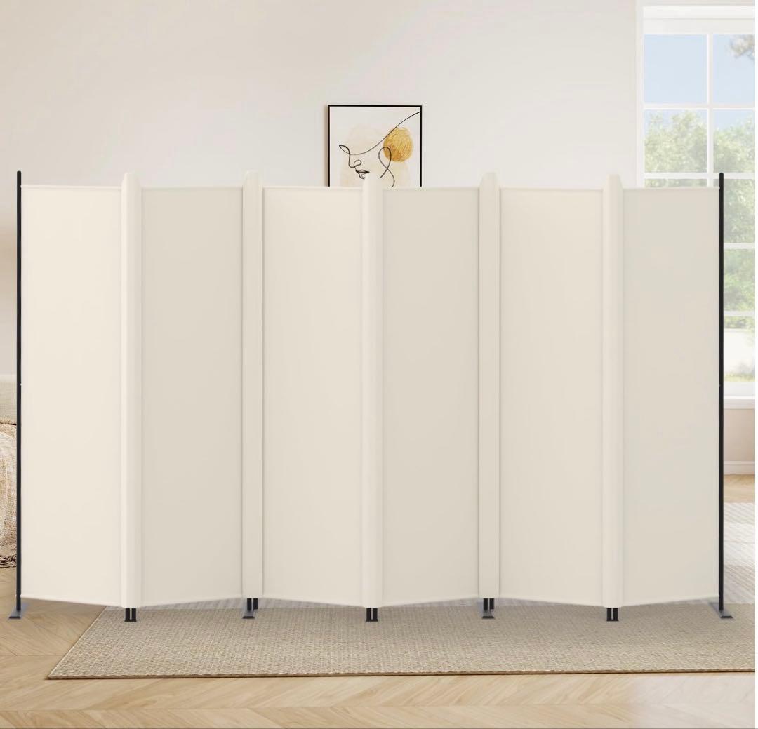 KELIXUパーテーション間仕切6連ベージュ高さ176.3折りたたみ自立式新品