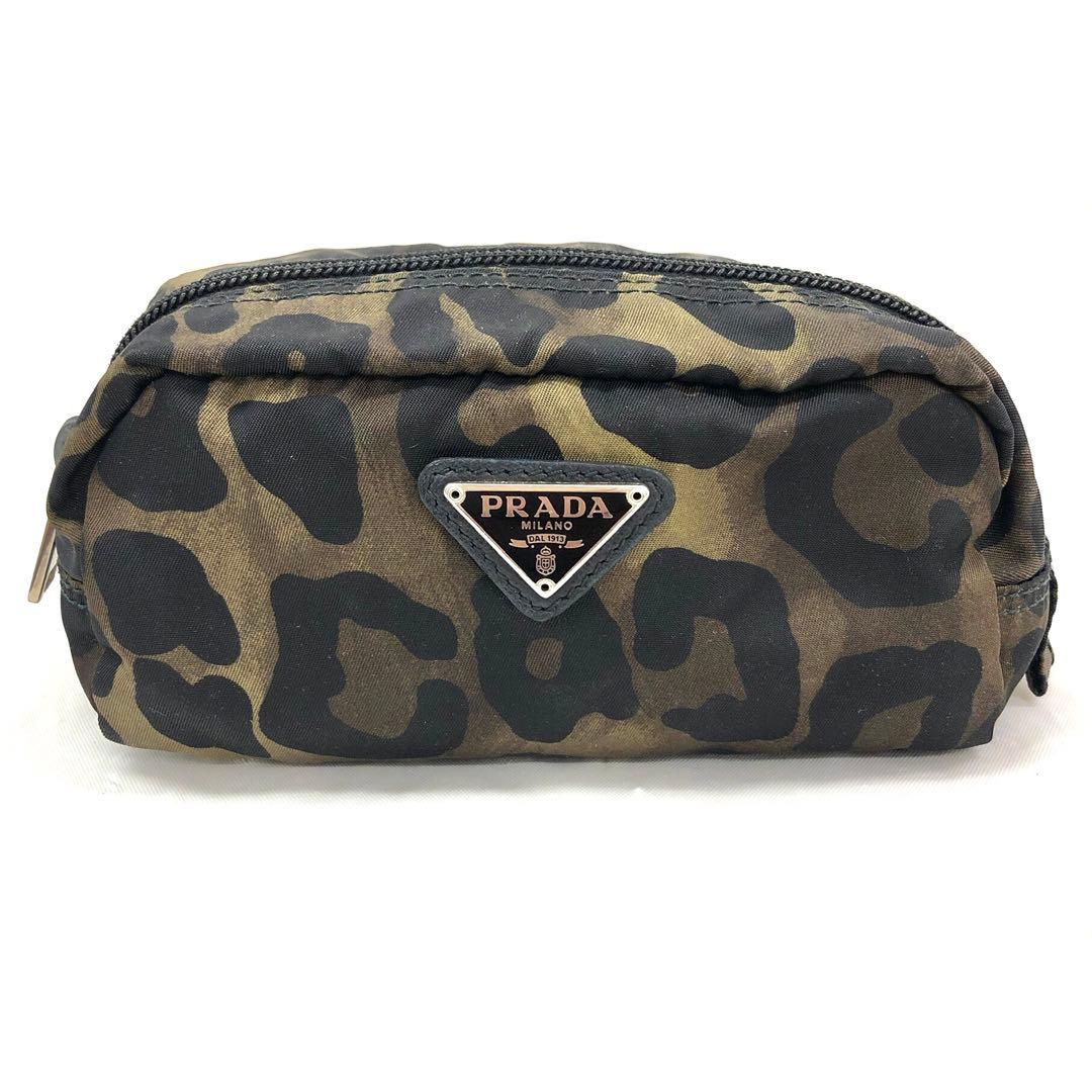 M07/019 PRADA プラダ ミニポーチ 三角ロゴ レオパード