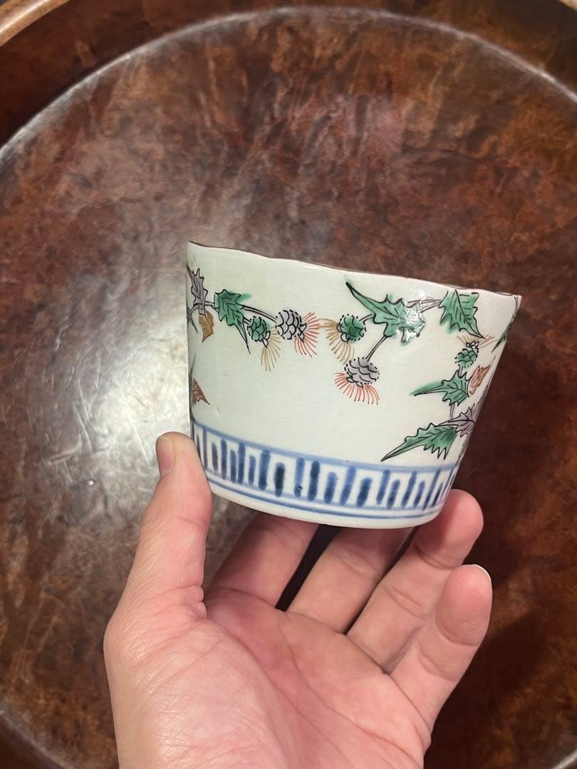 蕎麦猪口　そばちょこ　色絵　大振り　そば猪口　古伊万里　民芸　民藝　くらわんか