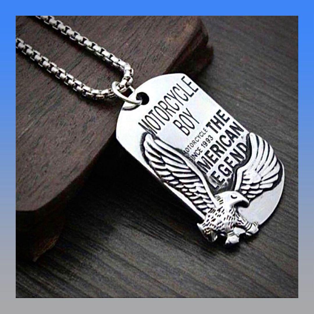 イーグル ドッグタグ ネックレス シルバー プレート メンズ アメカジ