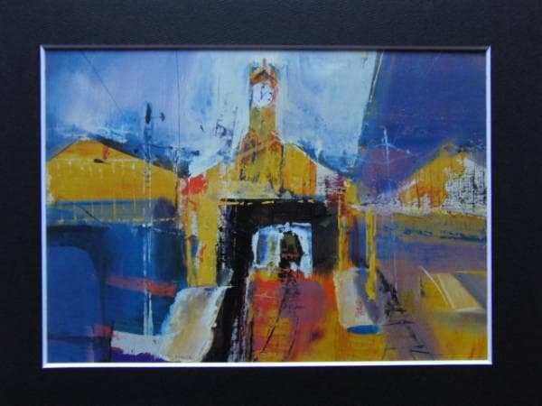 島田　章三、パリの駅、希少な額装用画集より、新品高級額、額装付