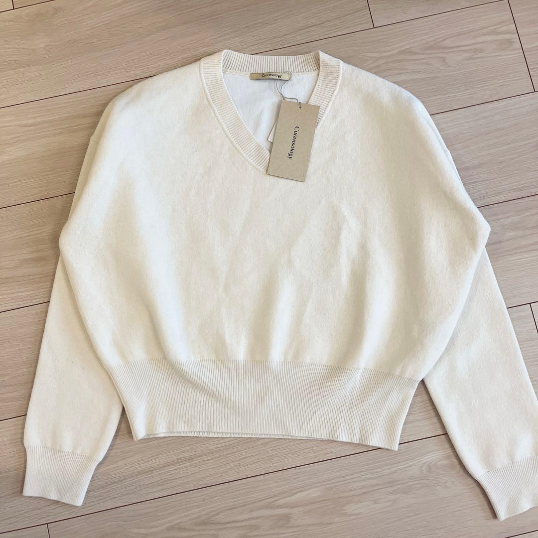 Curensology カレンソロジー　ニット　Vネック　ウールダブルフェイス